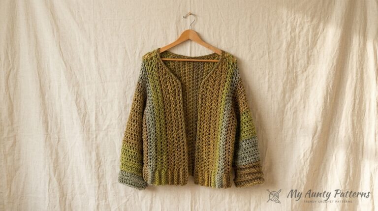 Striped Boxy Half Double Crochet Cardigan Pattern Free: Side-to-Side Sweater (XS to 5XL)