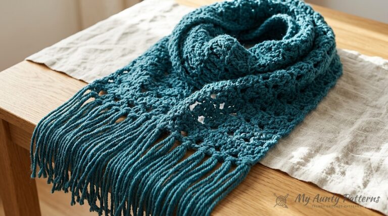 Crossing Paths Crochet Super Scarf Pattern Free: Chunky Crossed-Stitch Wrap with Fringe