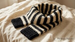 Squishy Stripes Crochet Scarf Pattern Free: Super Bulky Herringbone & Ribbed Wrap