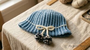 Short-Row Textured Ribbing Crochet Hat Pattern Free: Cloche Bucket Beanie with Corded Bow