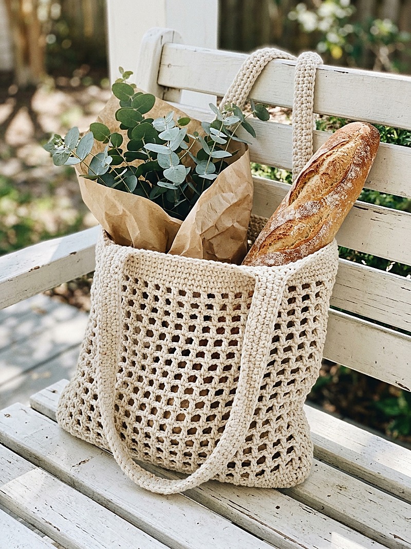 Modern Farmer’s Market Mesh Tote Bag Crochet Pattern