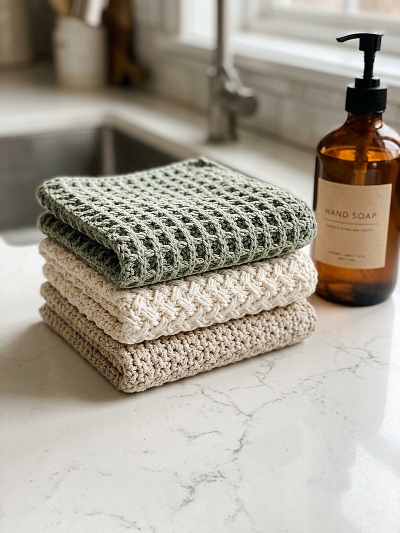 Textured Kitchen Cotton Dishcloth & Washcloth Pattern